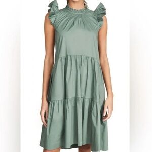 Sea NY New York Green Waverly Ruffle Sleeve Tiered Dress-4